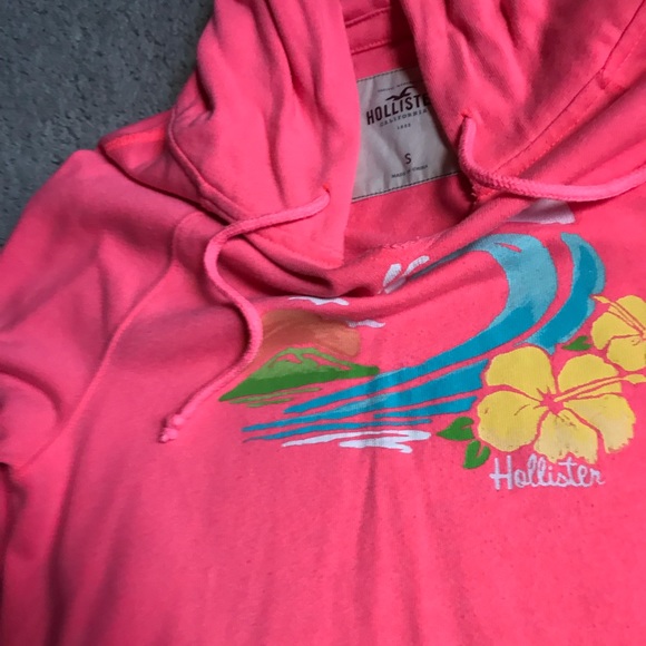 neon pink hollister hoodie - Picture 3 of 5